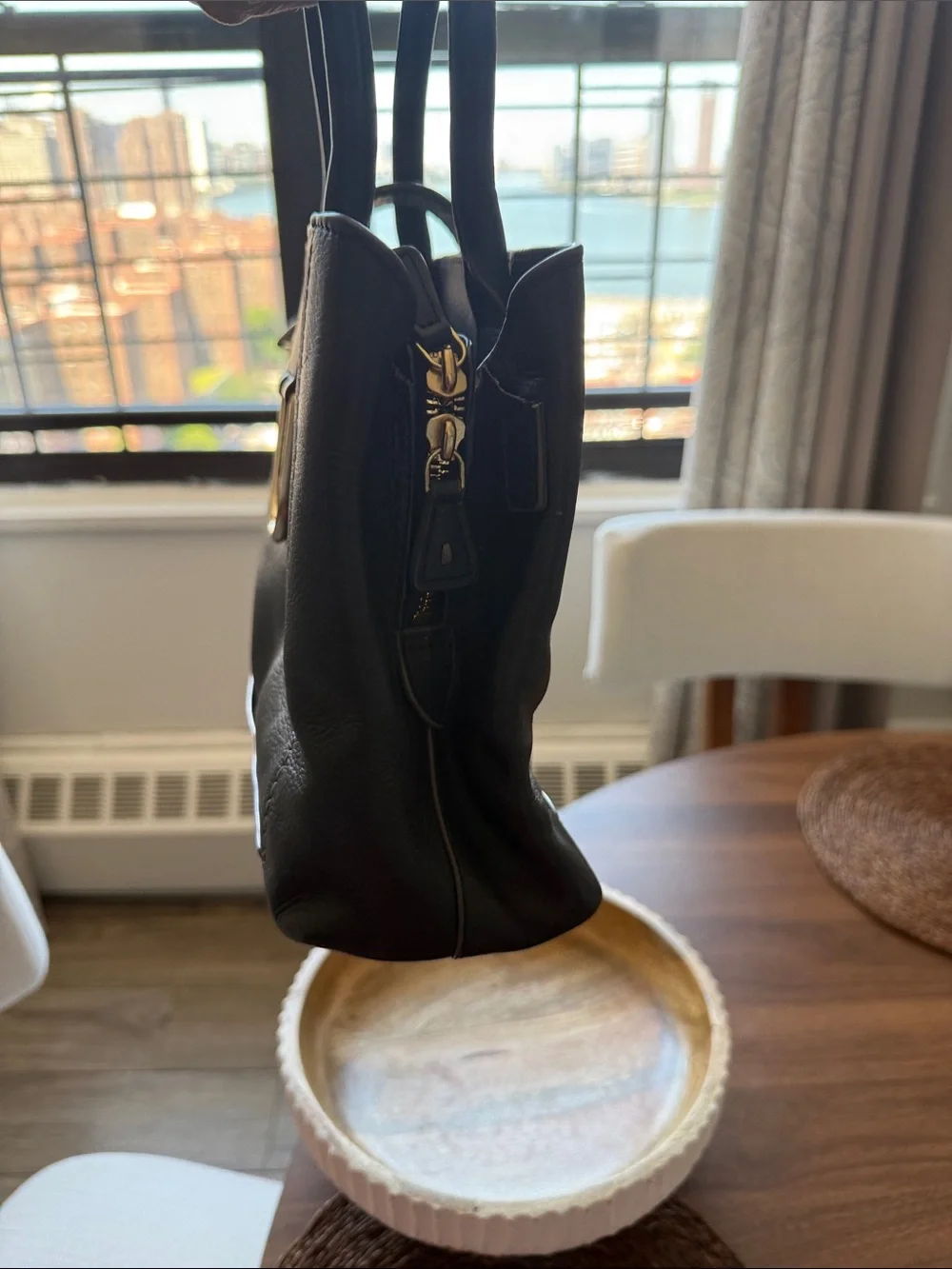 RADLEY LONDON Black Leather Satchel with Gold Hardware